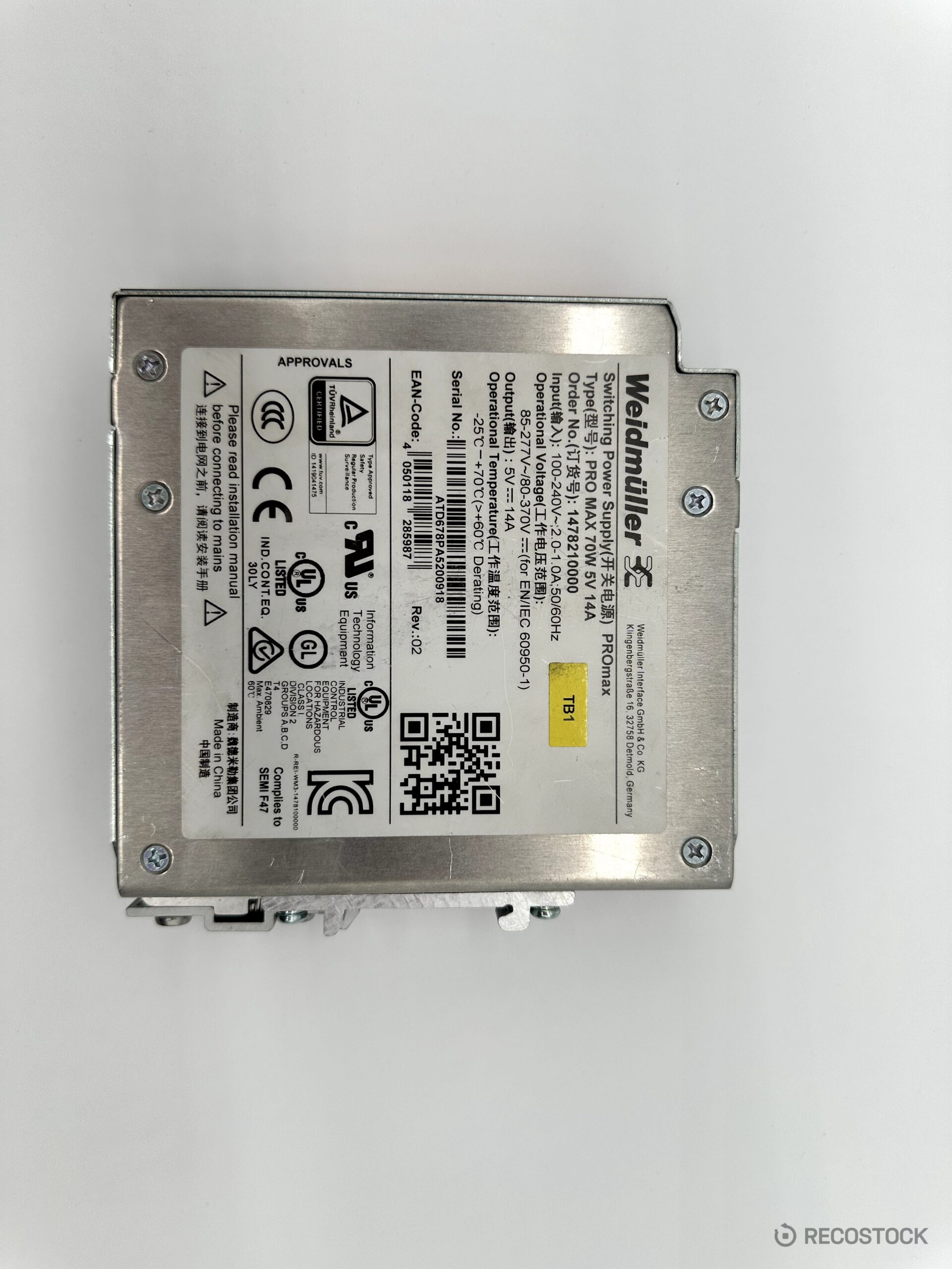 Zasilacz impulsowy Weidmüller PRO MAX 70W 5V 14A 1478210000 - nowy - obrazek 2