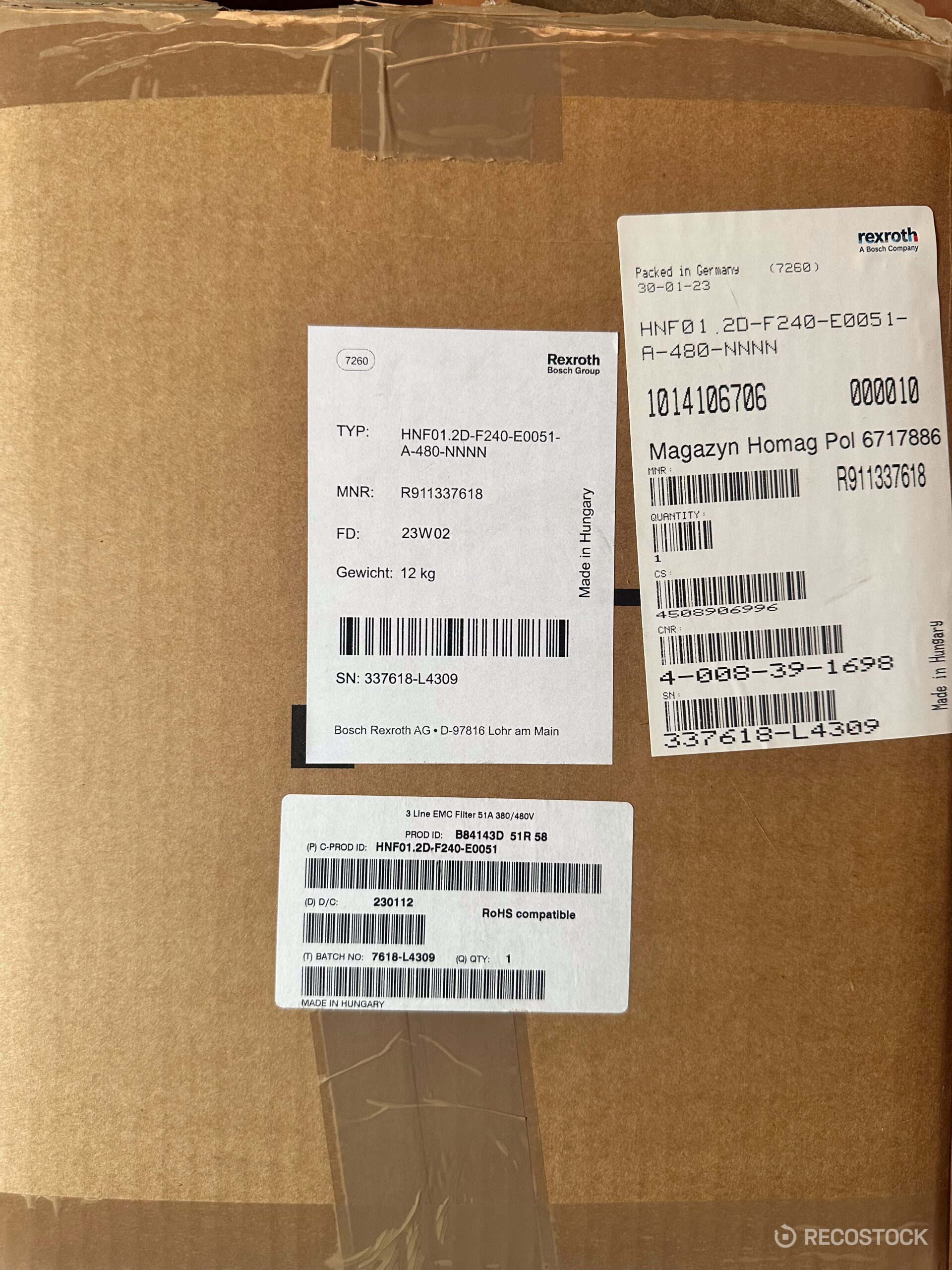 filtr EMC Rexroth HNF01.2D-F240-E0051-A-480-NNNN — widok z przodu — zdjecie 2