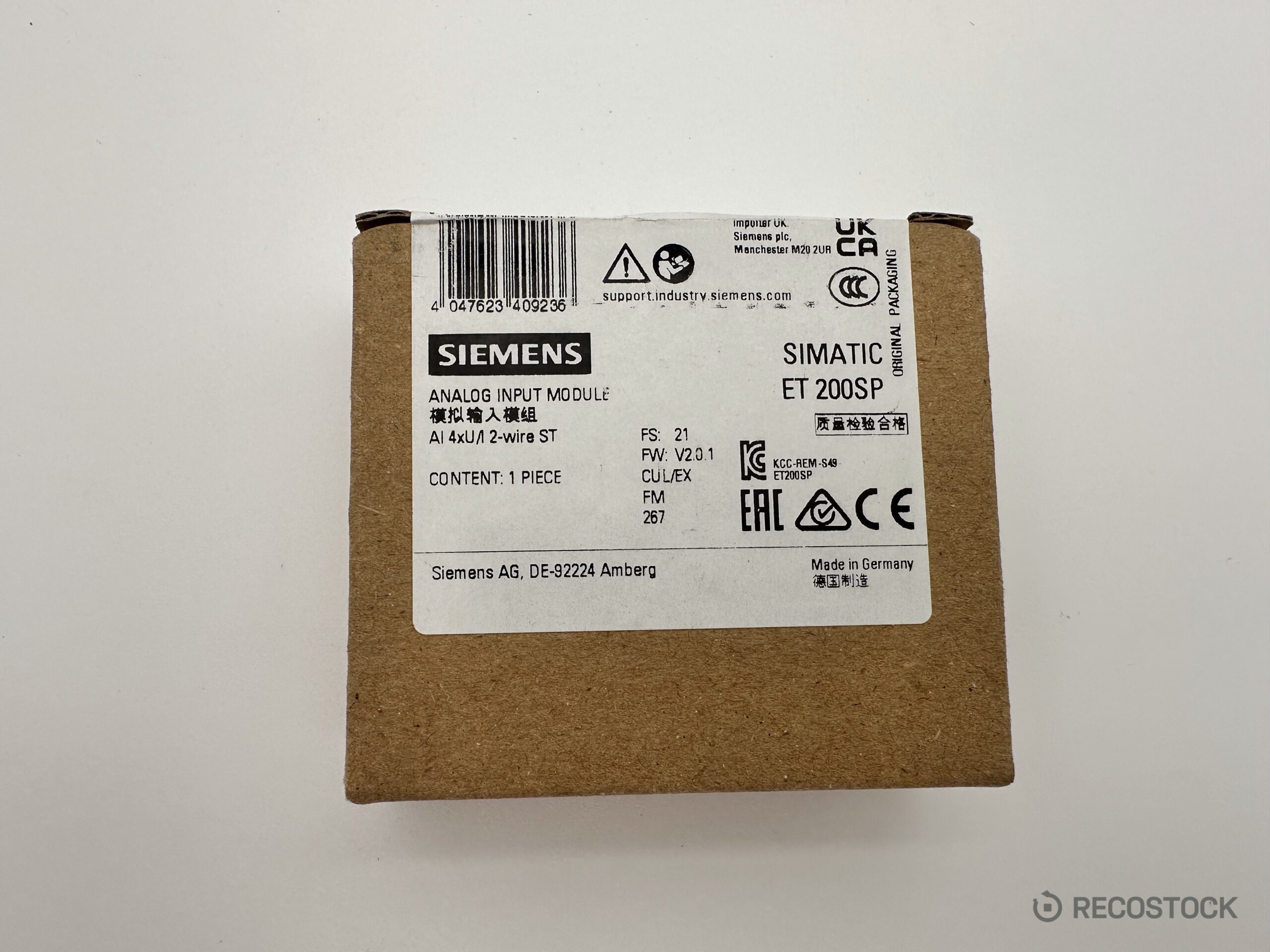 moduł wejść analogowych Siemens 6ES7134-6HD01-0BA1 — widok opakowania z tabliczką — zdjecie 3