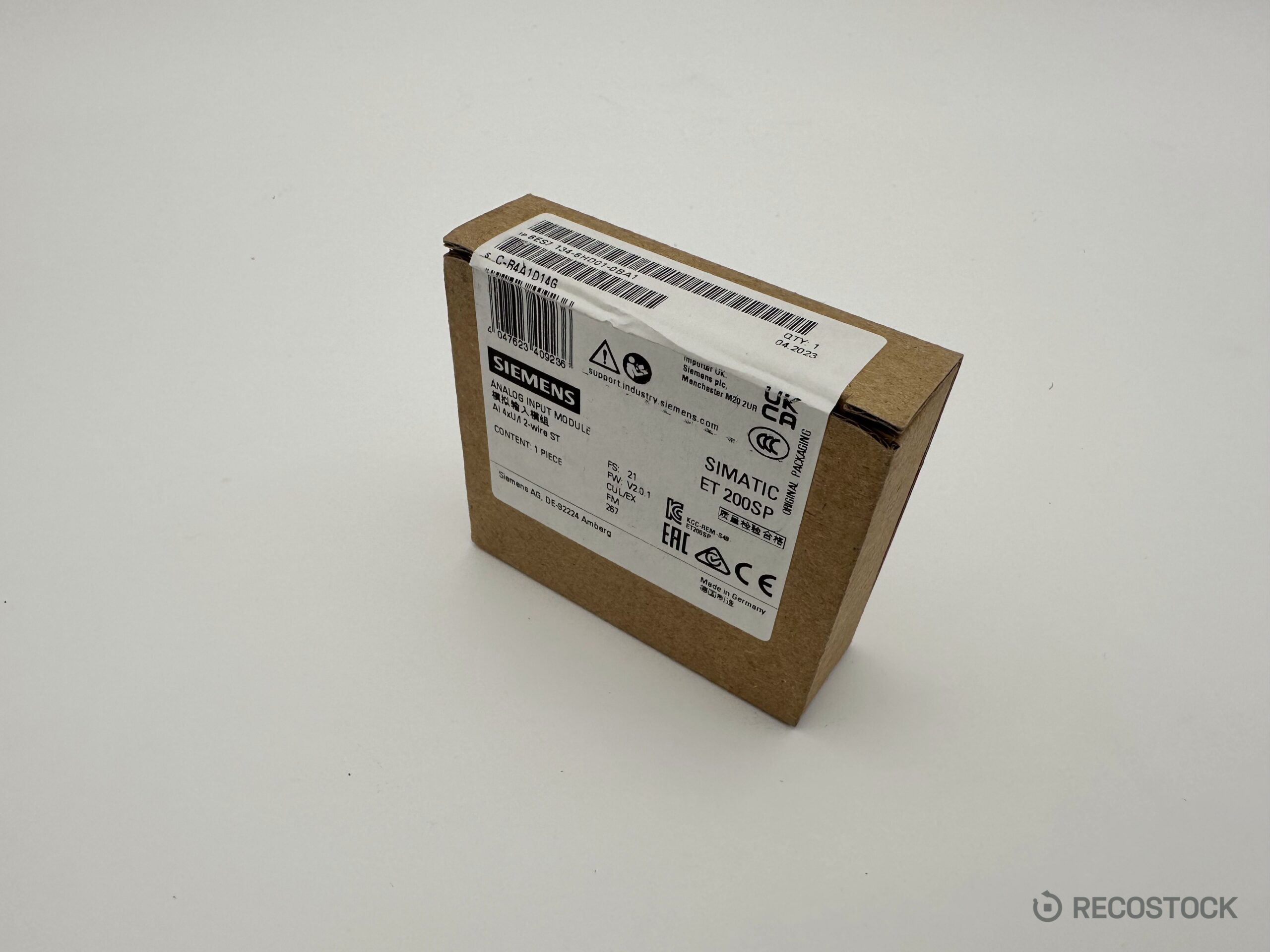 moduł wejść analogowych Siemens 6ES7134-6HD01-0BA1 — widok opakowania z tabliczką