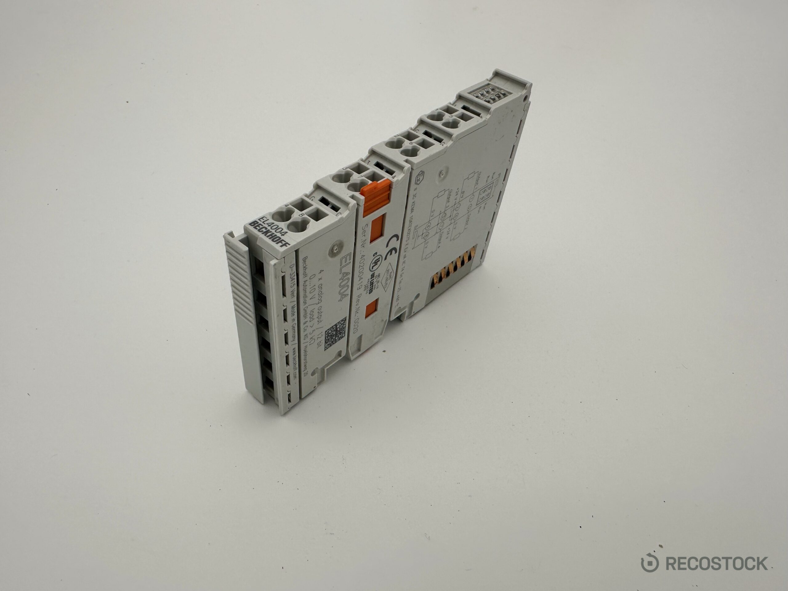 moduł wyjść analogowych Beckhoff EL4004 — widok z przodu